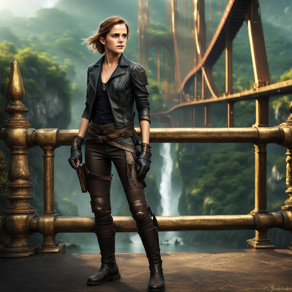 Leather-Clad Figure on Golden Bridge, Vietnam