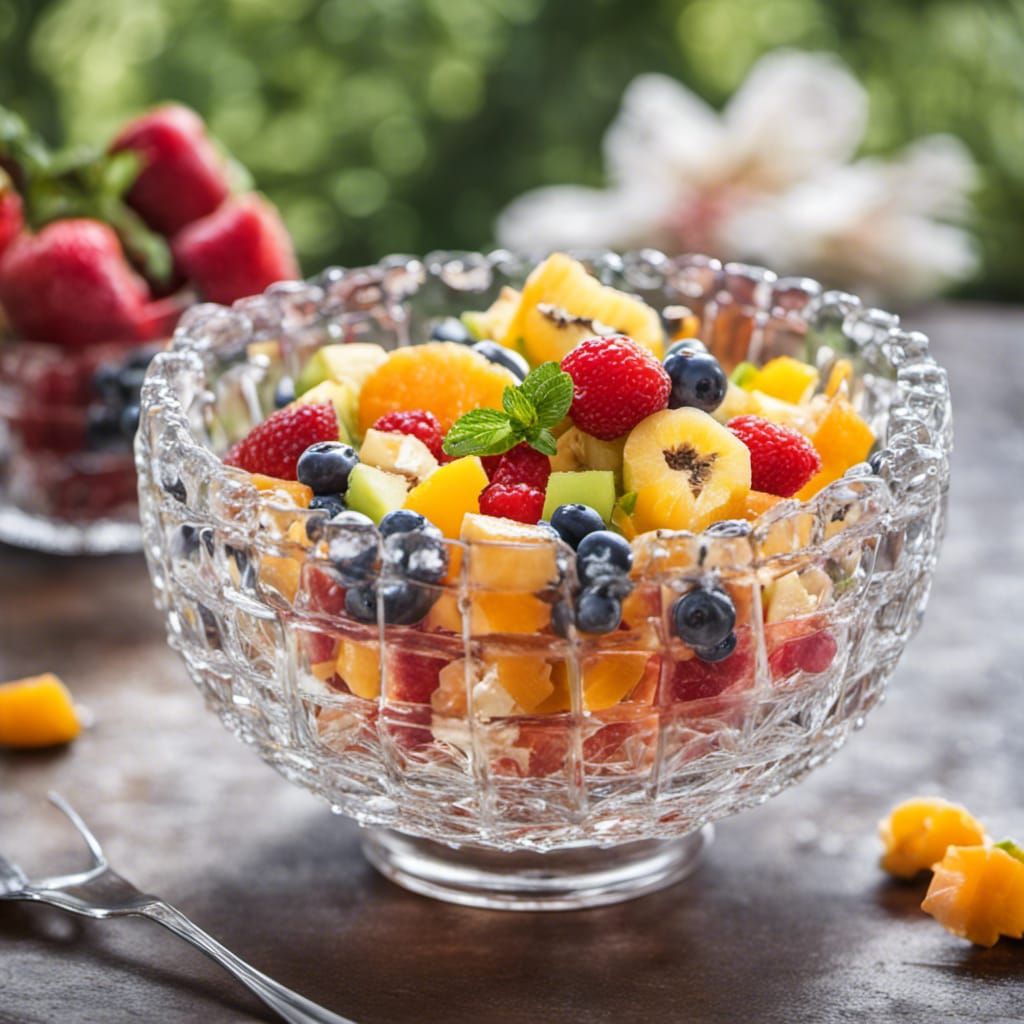 Juicy Fruit Salad in Crystal Bowl