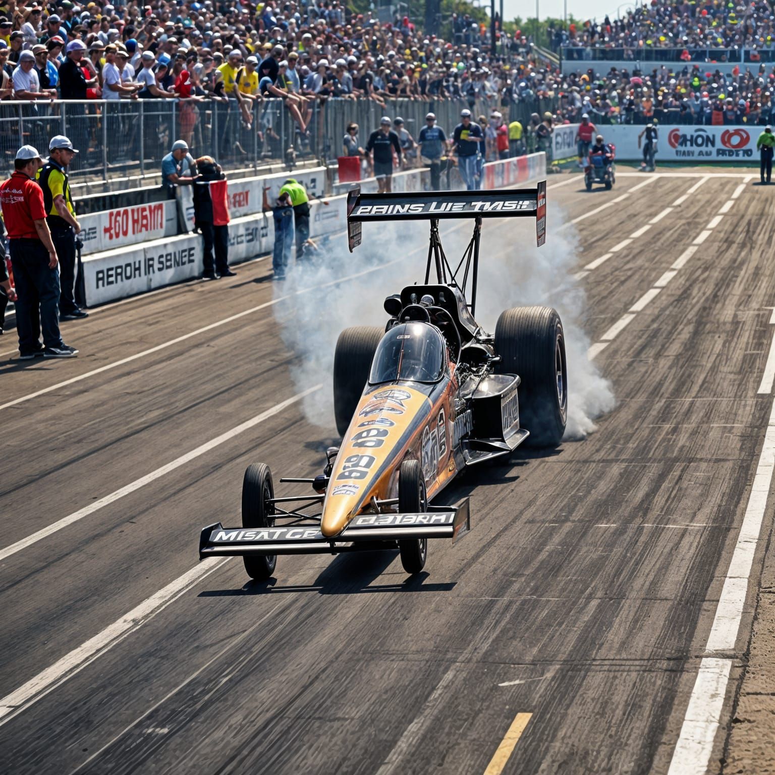 Dragster Accelerates Off Starting Line