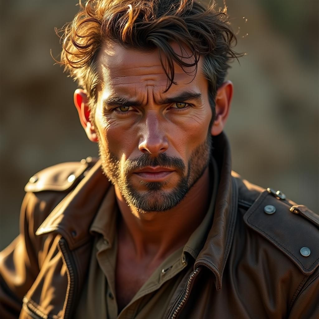 Photorealistic Portrait of a Rugged Male Adventurer