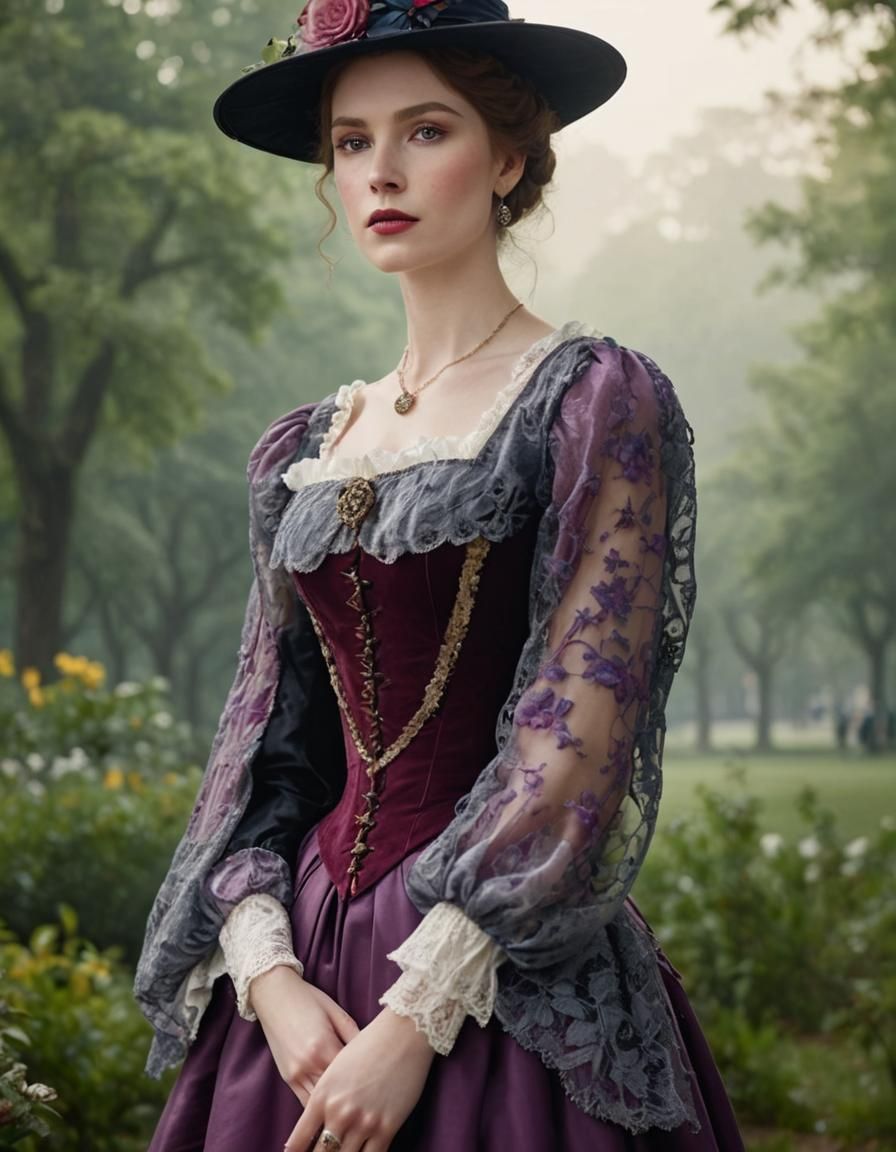 Victorian Beauty Portrait in Oil Painting Style