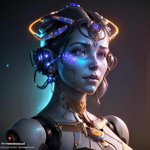 Robot Genie Portrait in Hyperdetailed Concept Art
