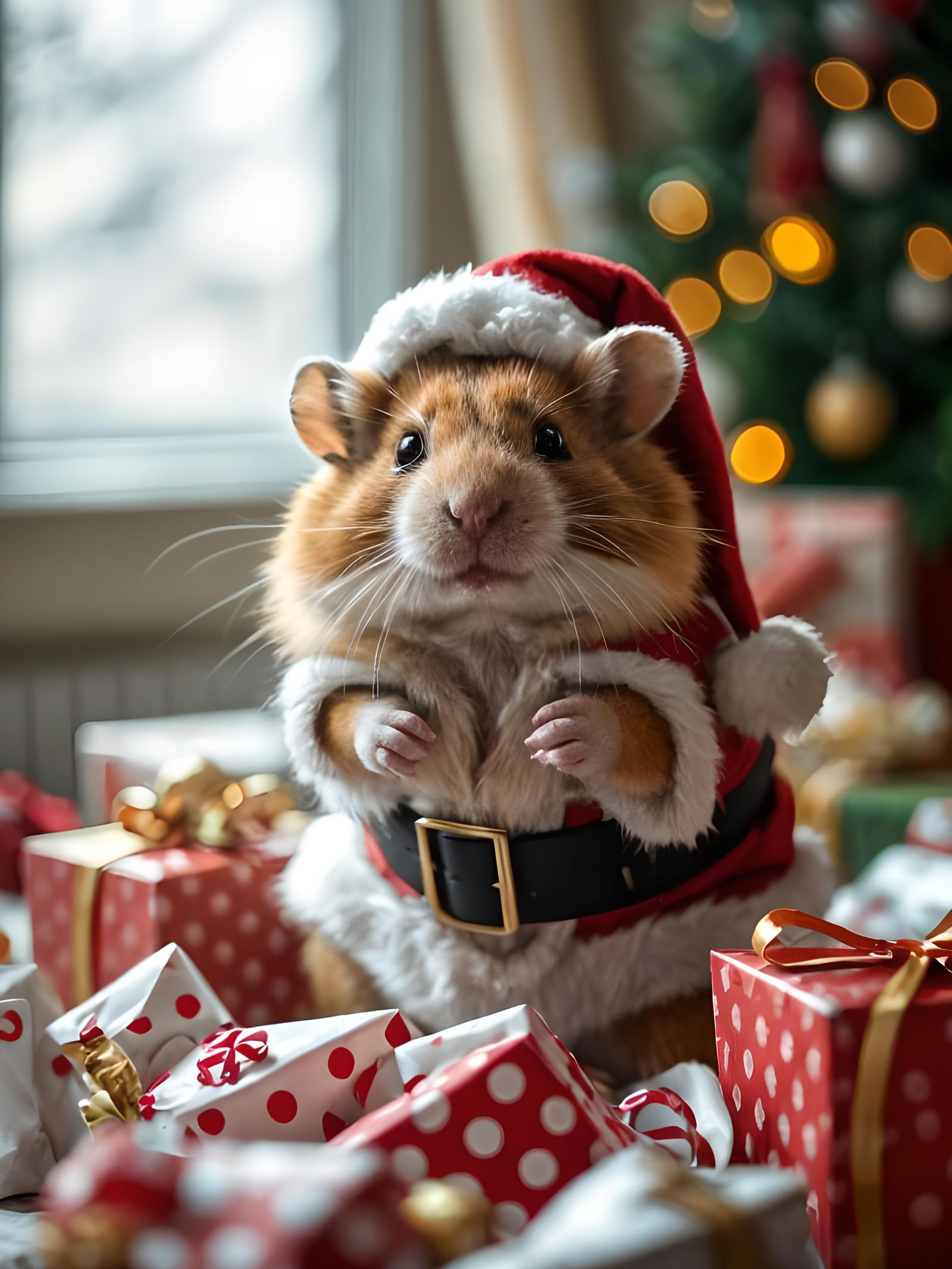 Hamster in Santa Costume: Professional Photography