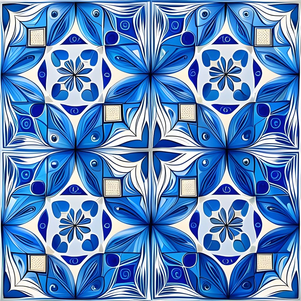 Intricate Azulejo Tile in Blue Hues
