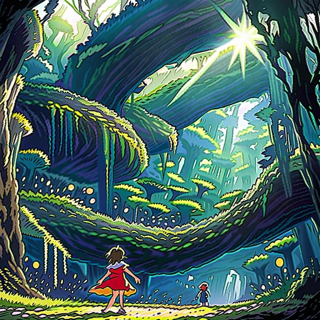 Ouroboros on Ship in Ghibli Style with Sunshine