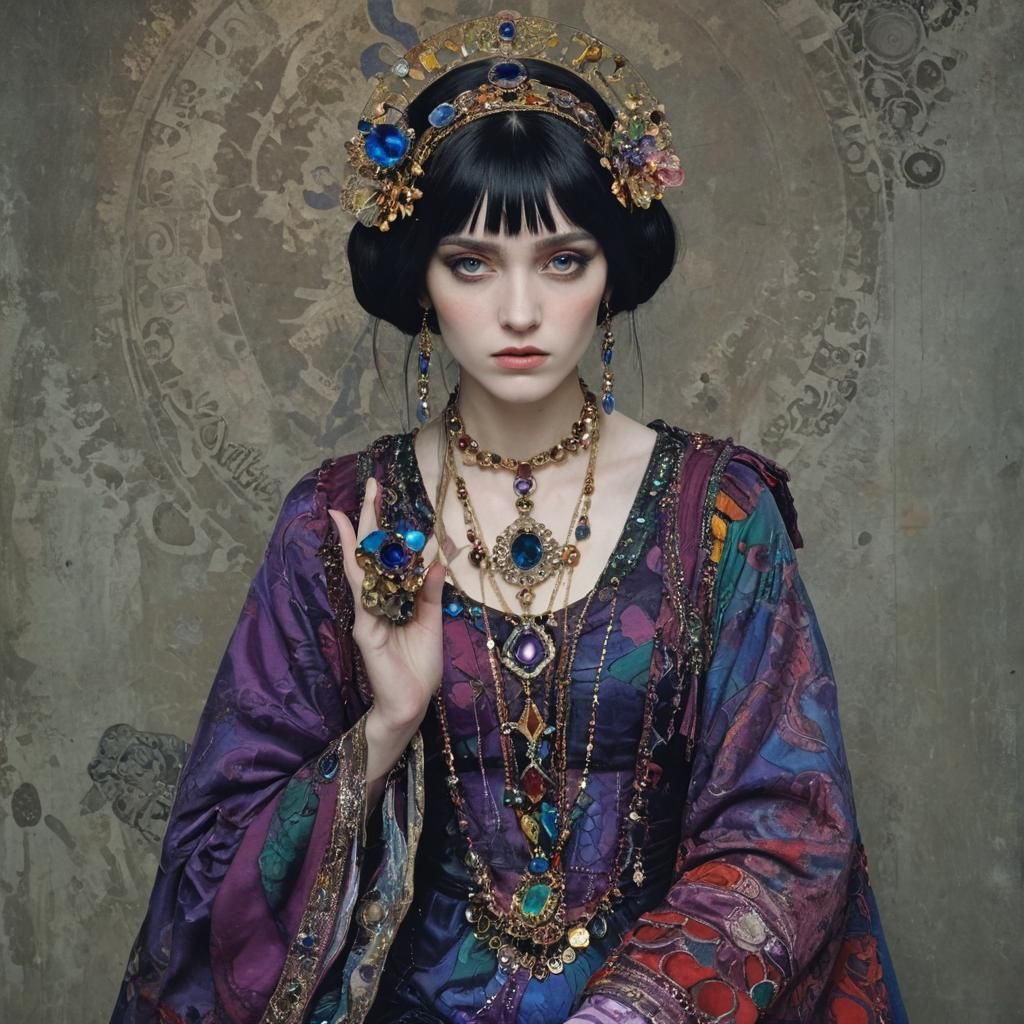 Figure in Jewel Tones: Art Nouveau Illustration