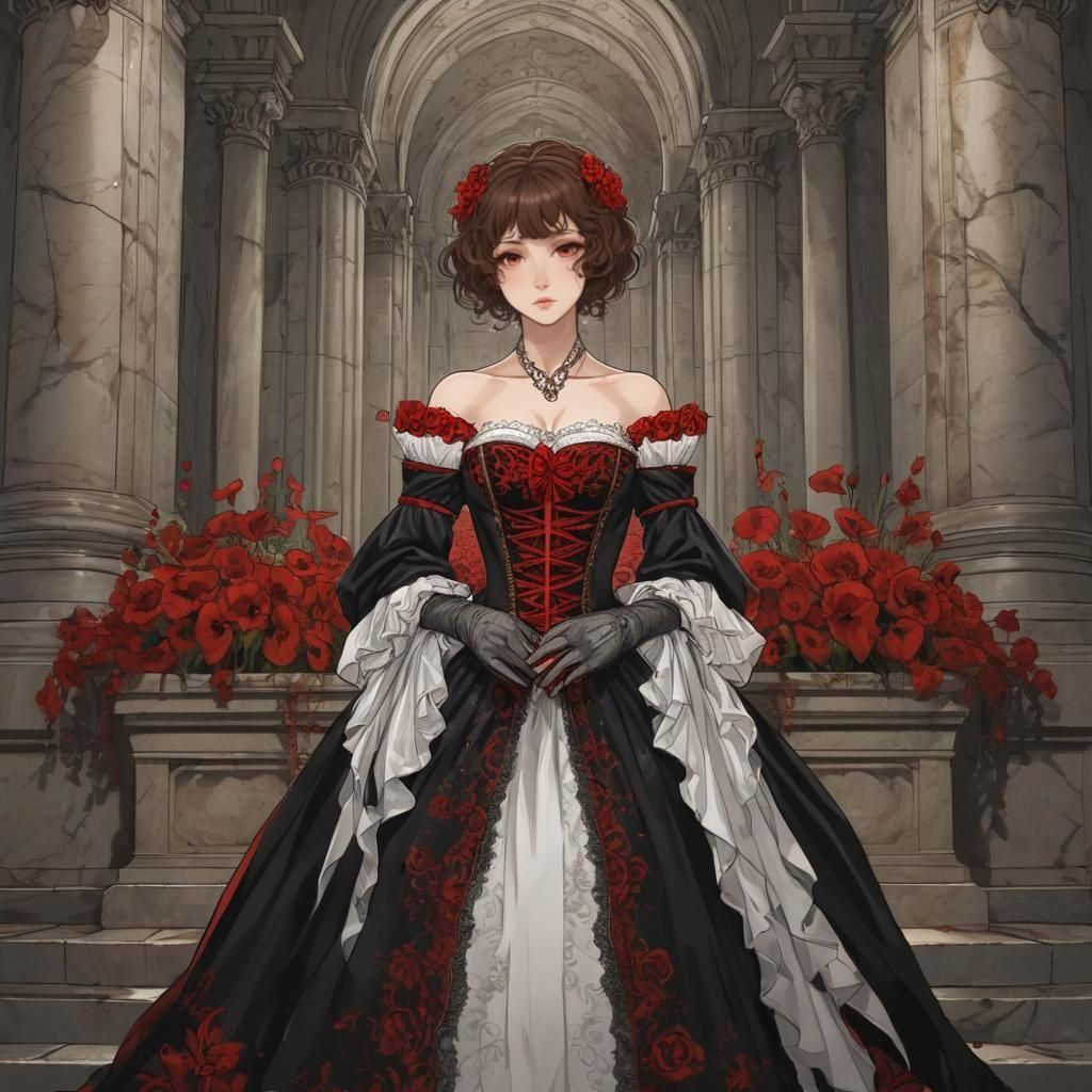 Renaissance Vampiress in Anime Style Tomb