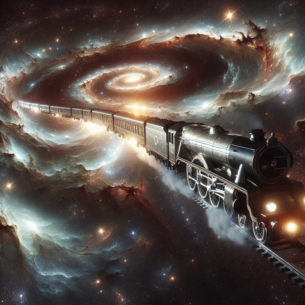 Orient Express Spacecraft Weaving Through the Cosmos