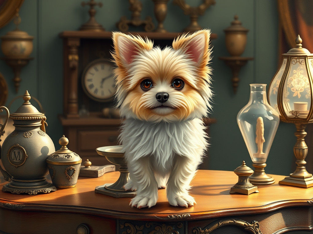 Miniature Dog Portrait in Digital Painting Style