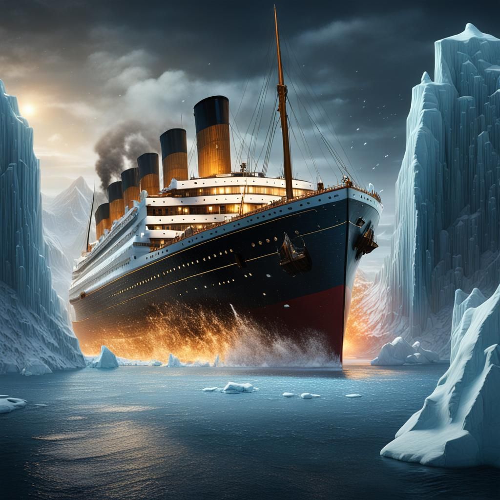 Titanic Hits Iceberg in Detailed Matte Painting