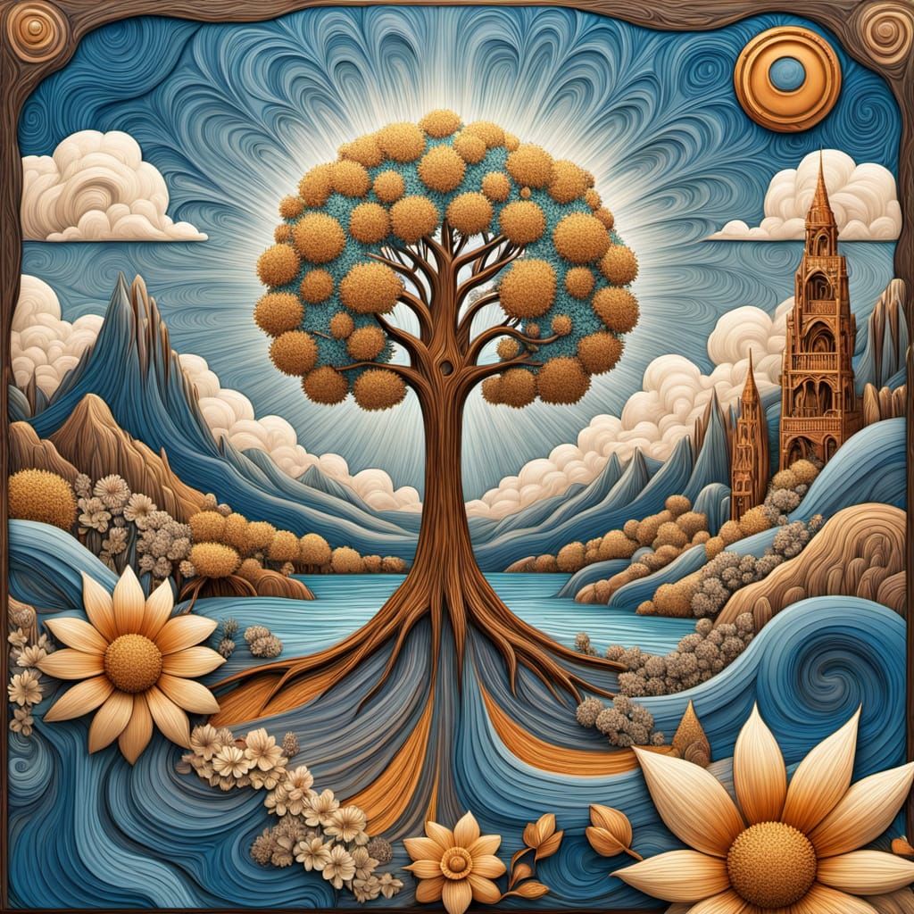 Ethereal Summer Landscape with Vibrant Wildflowers and Drama...