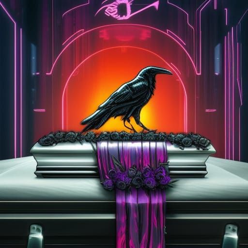 Cyberpunk Raven with Black Roses