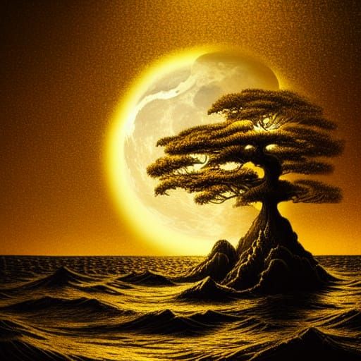 Golden Tree in Seashell: Digital Matte Painting