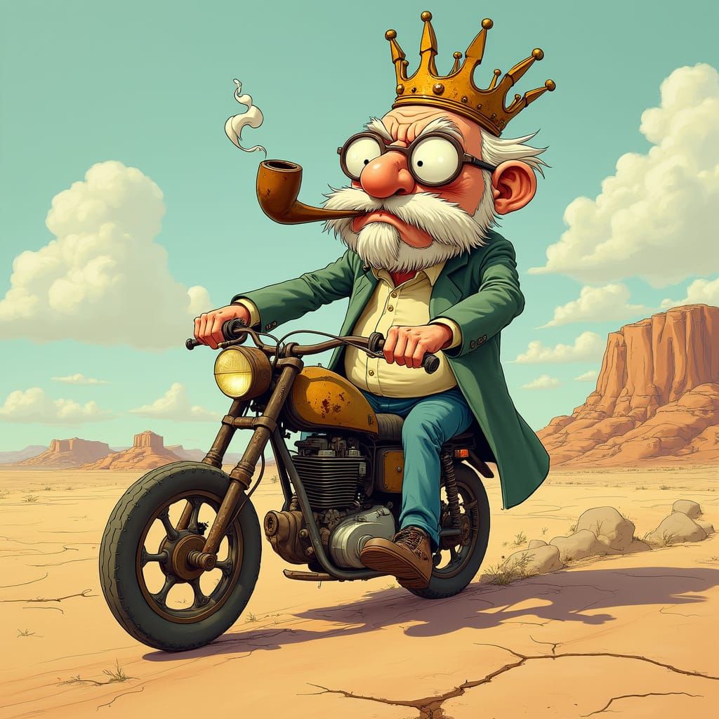 Comically Arrogant Old Man Rides Crooked Motorbike Across De...