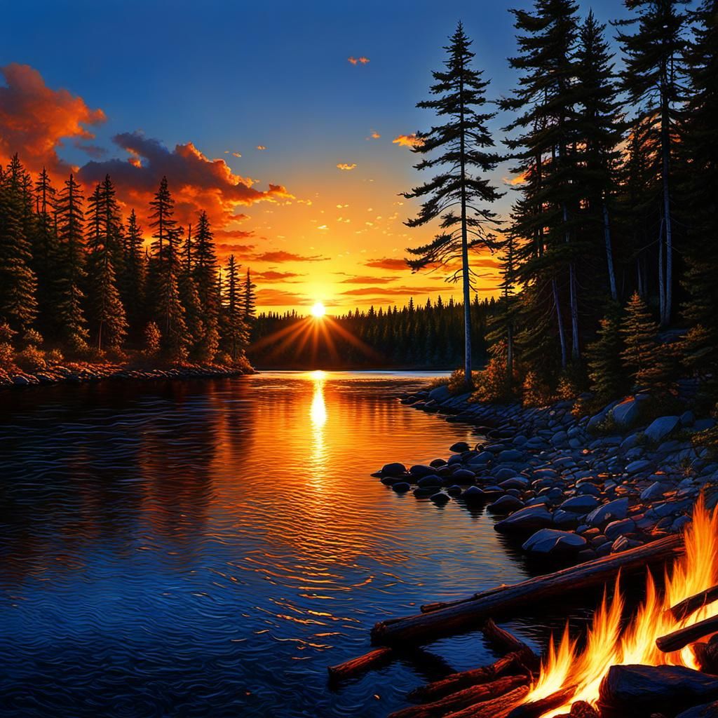 Sacred Fire Ceremony by River in Nova Scotia