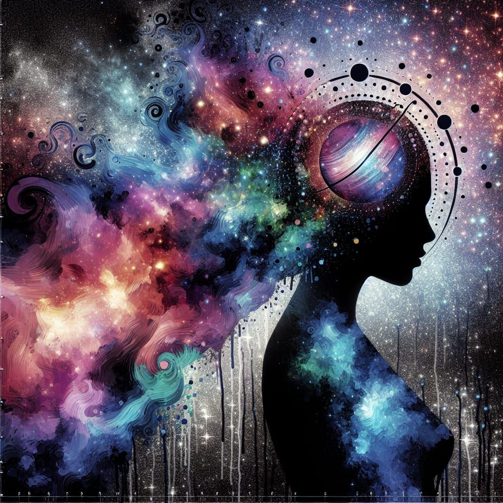 Galaxy Goddess in Cosmic Street Art Style