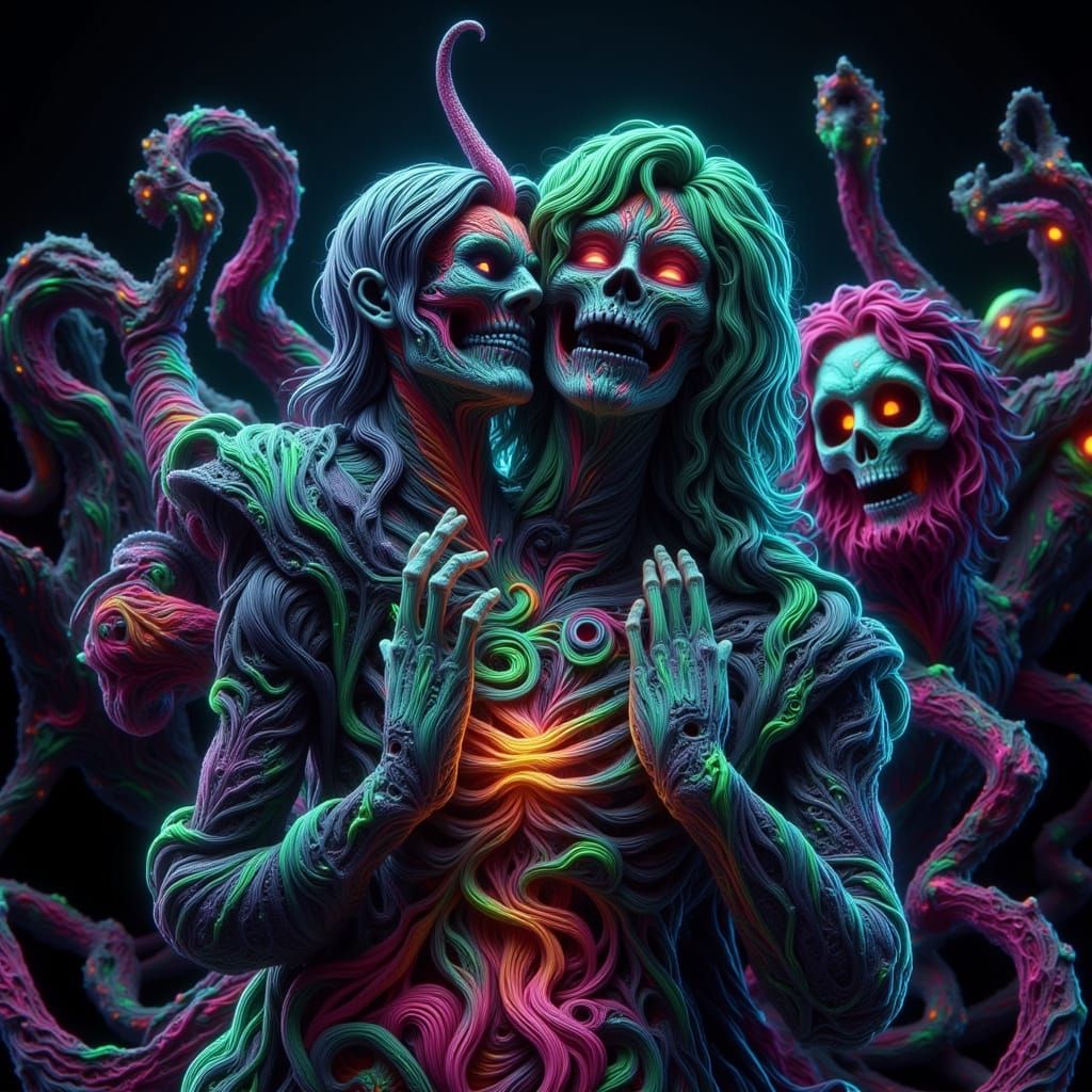 Skeletons and Ghosts Dance at Spooky High School Prom