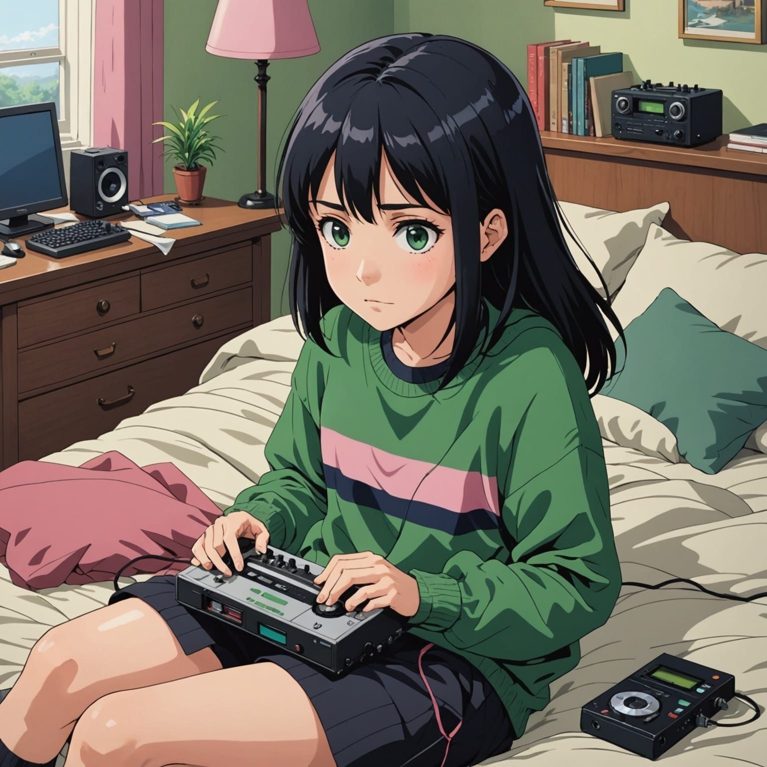 Young Emo Woman in Vibrant Anime Style