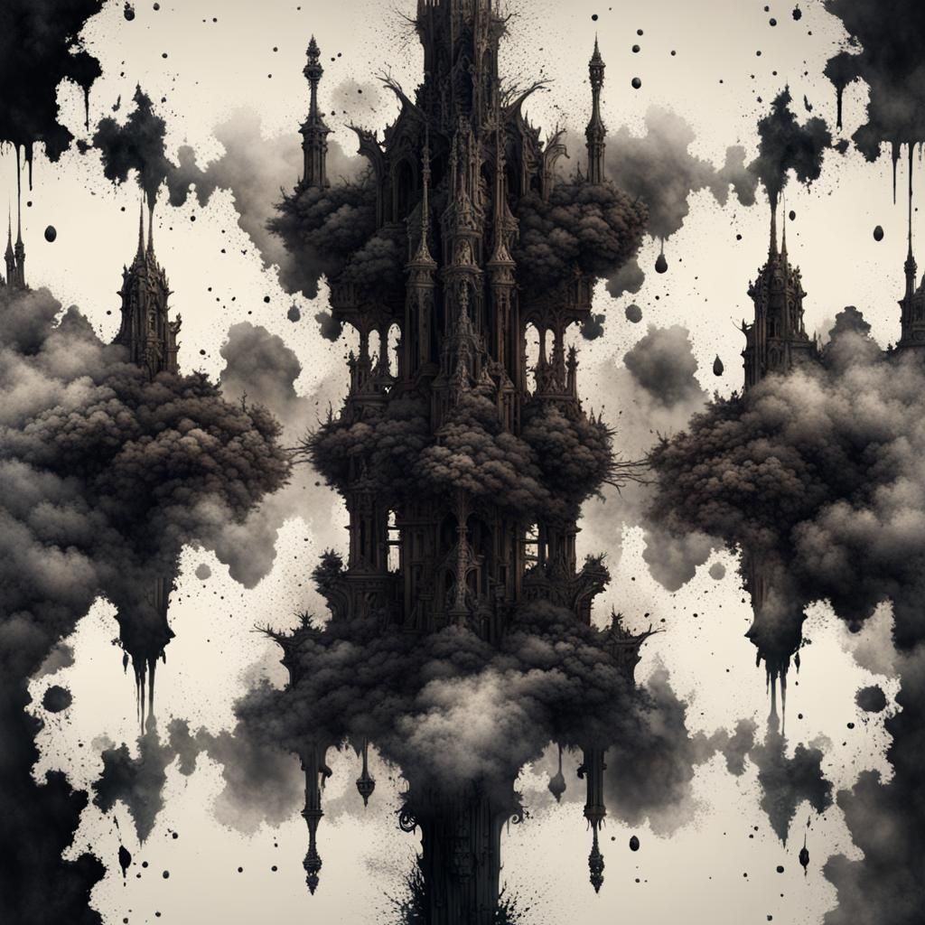 Dramatic Ink Blot Splatter Digital Painting