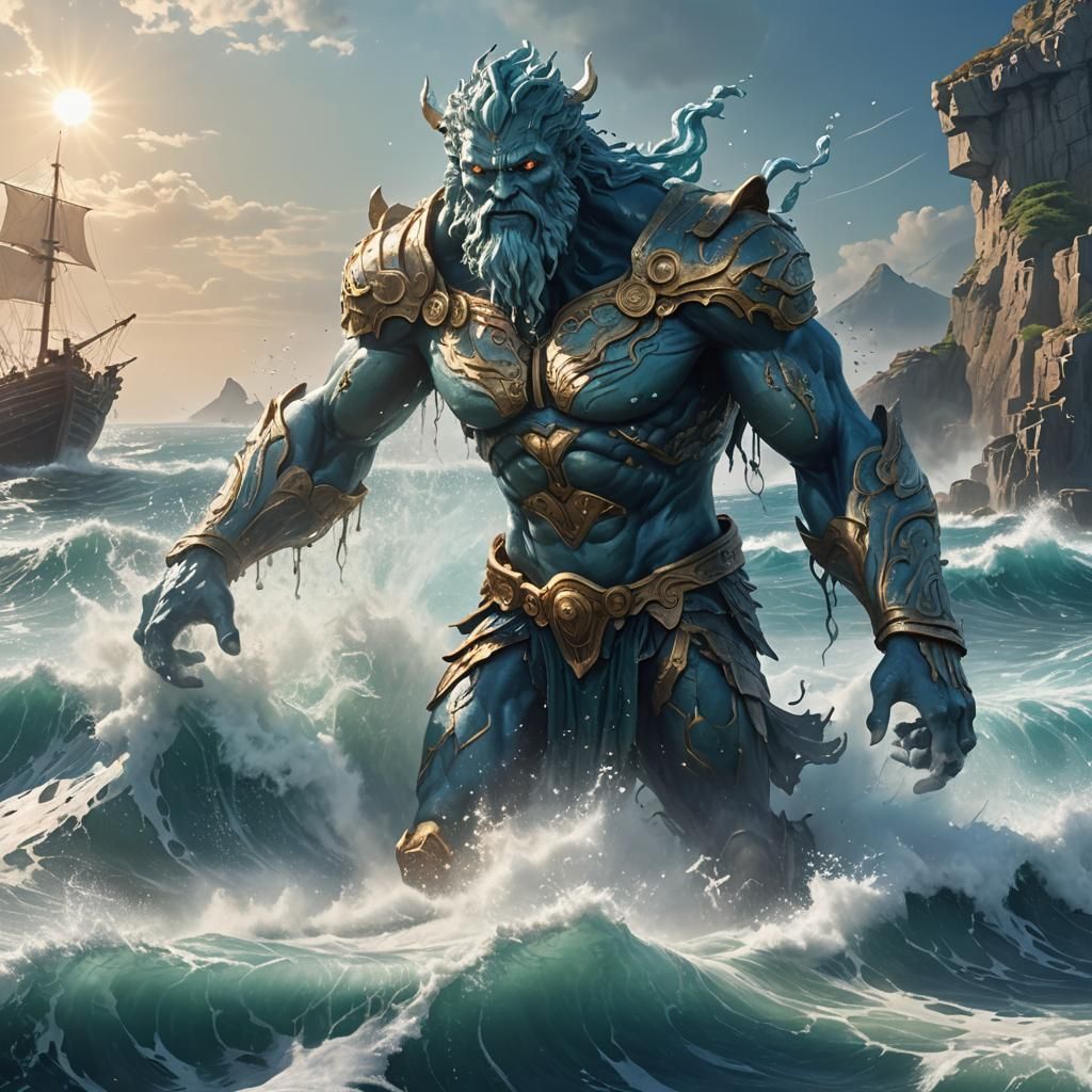 Vivid Anime-Inspired Giant Emerges from Ocean Waves