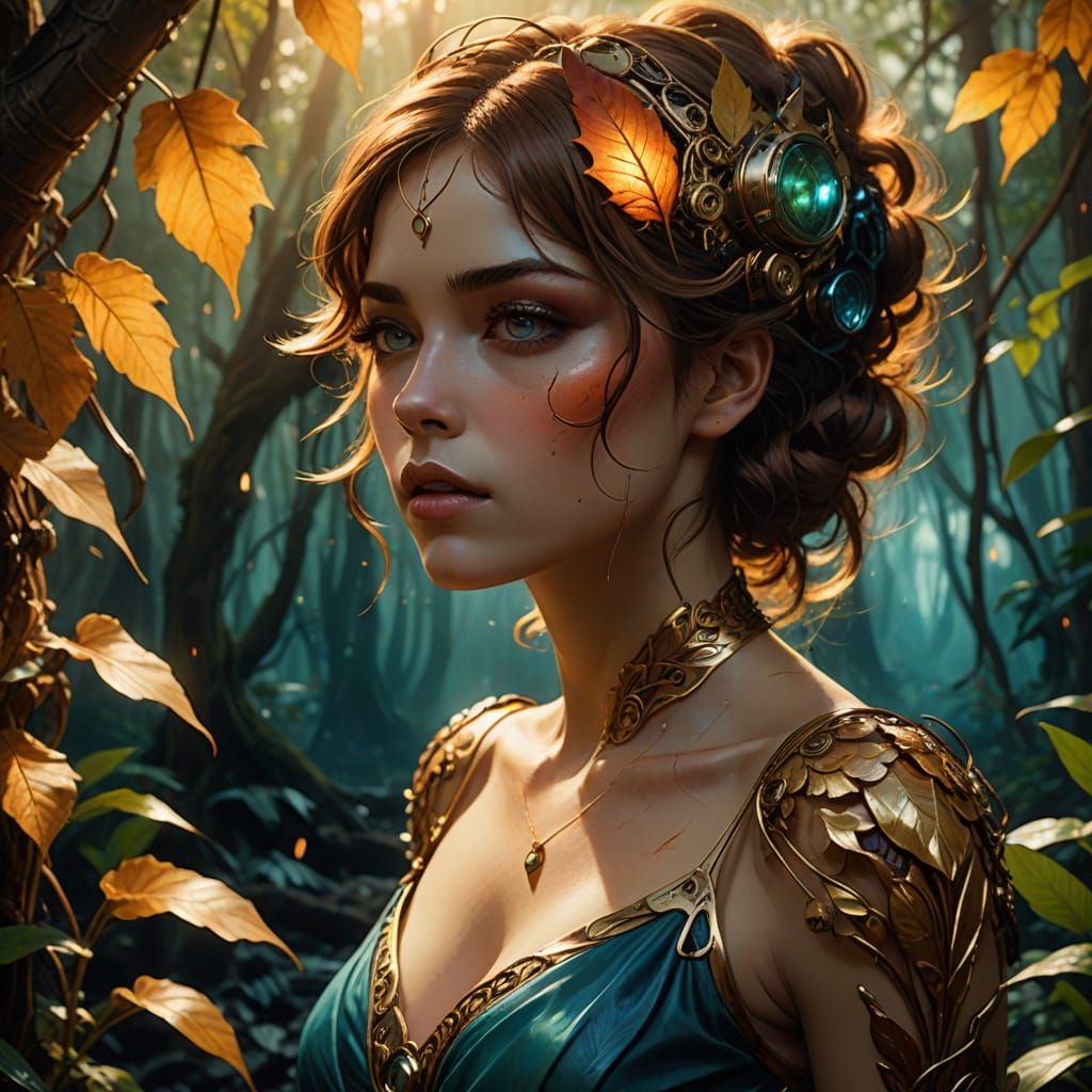 Steampunk Couple Amidst Wrecked Jungle Seaside