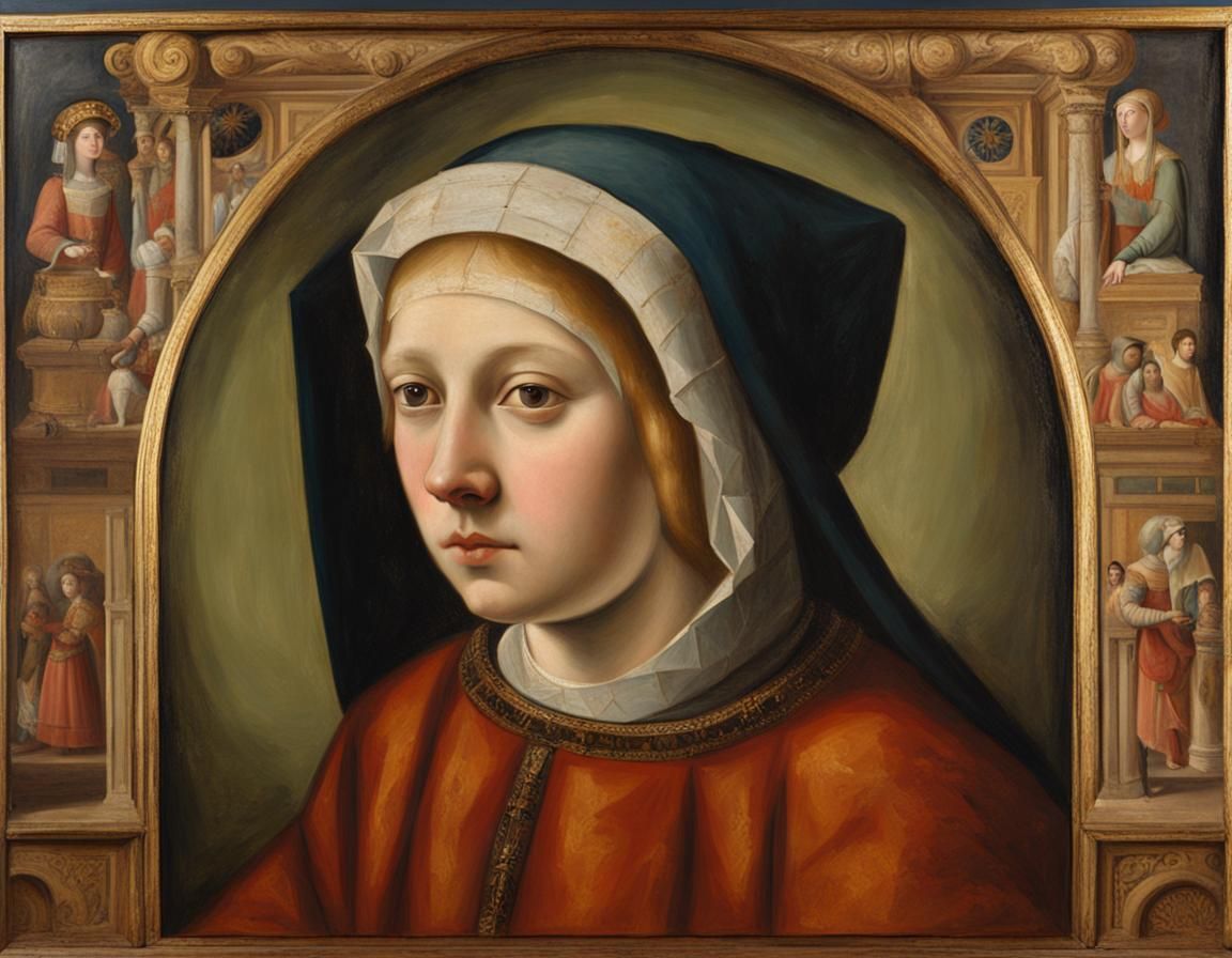 Venetian Woman Portrait in Oil Painting Style