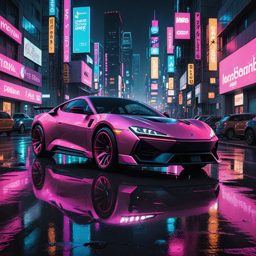 Cyberpunk Cityscape at Night in Digital Art Style