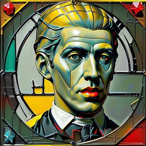 Frankenstein Portrait in Mondrian Geometric Style