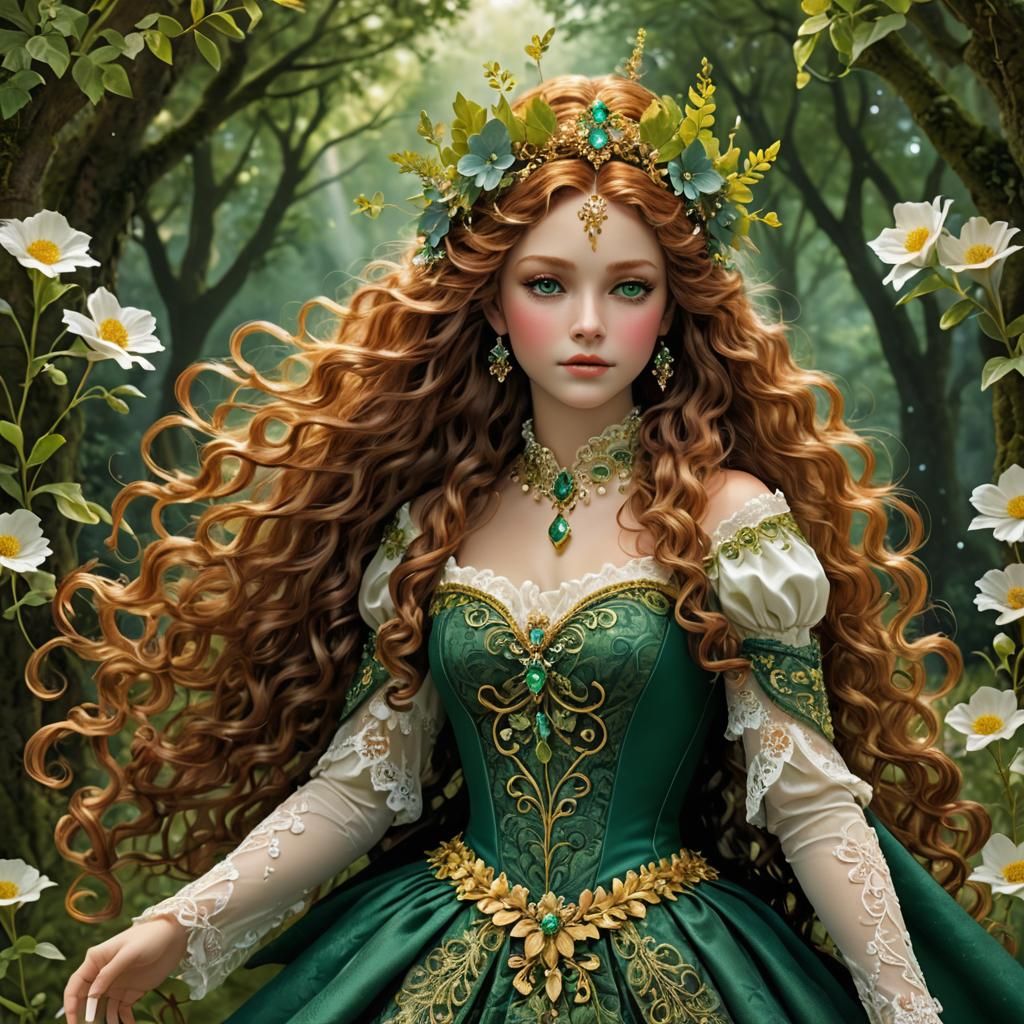 Enchanted Woodland Sprite in Opalescent Emerald Green