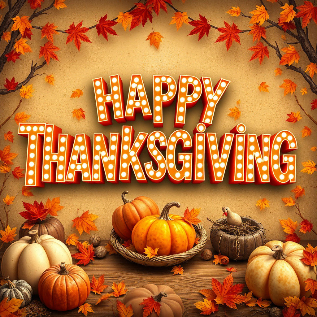 Happy Thanksgiving in Dazzling 3D Font
