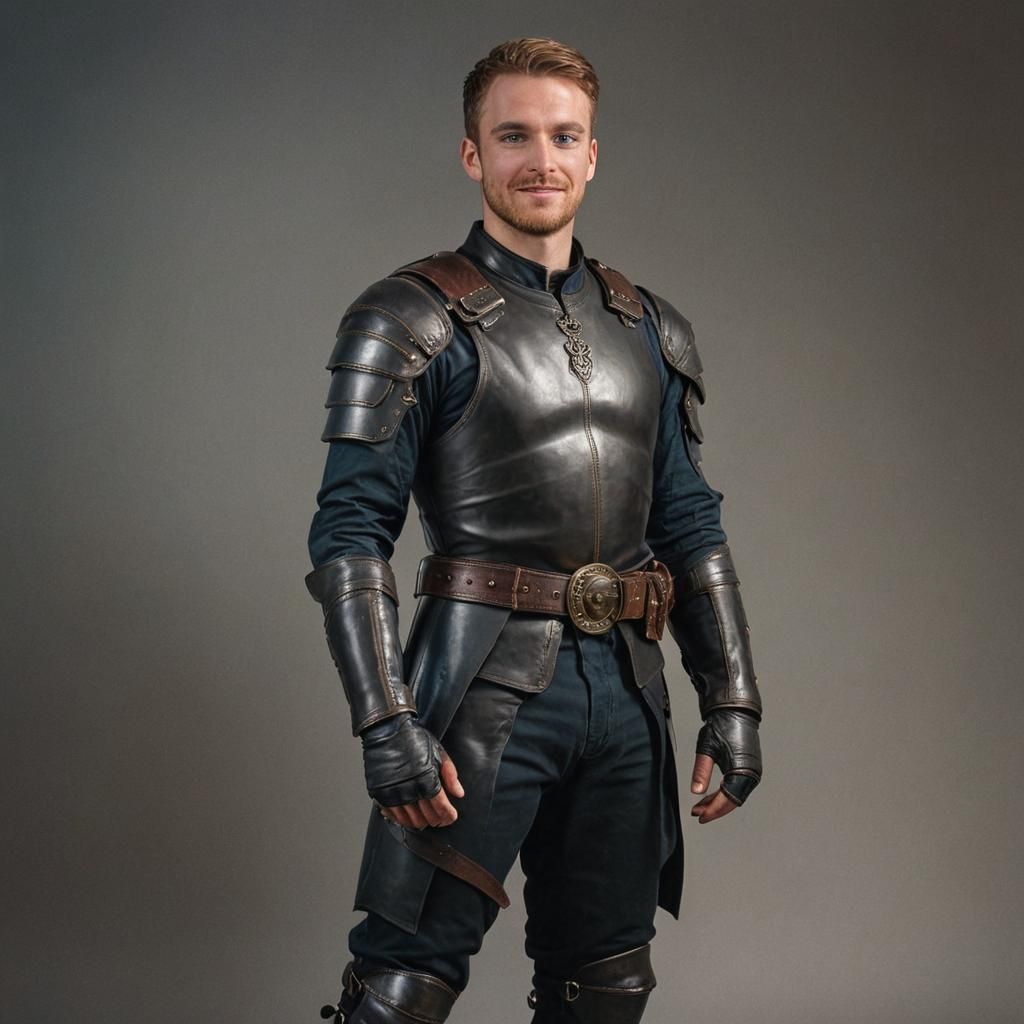 Hyperrealistic Portrait of Armored Young Man