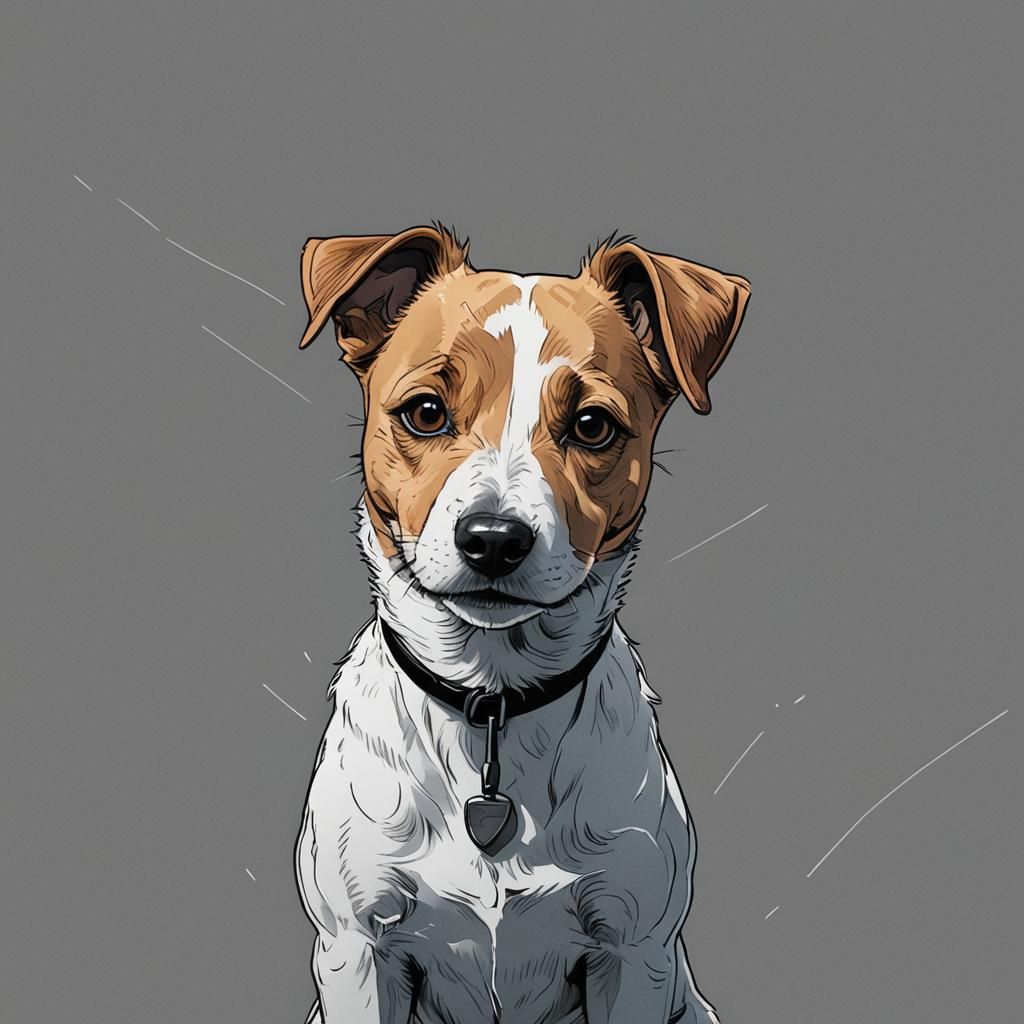 A jack russell terrier in the style of line drawing