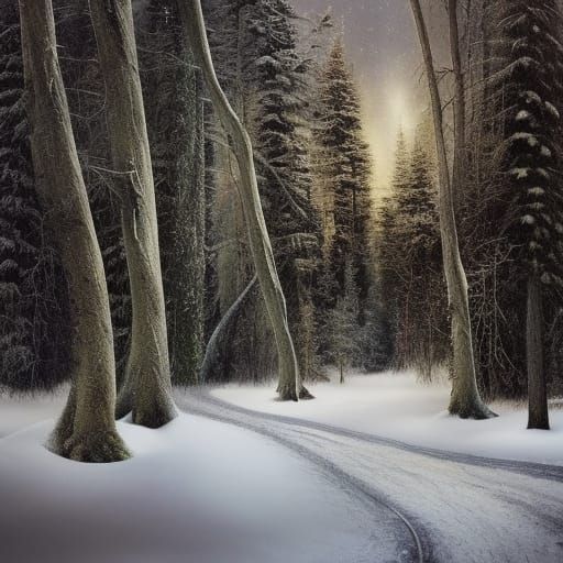 Winter Forest Landscape in Hyperrealistic Photography