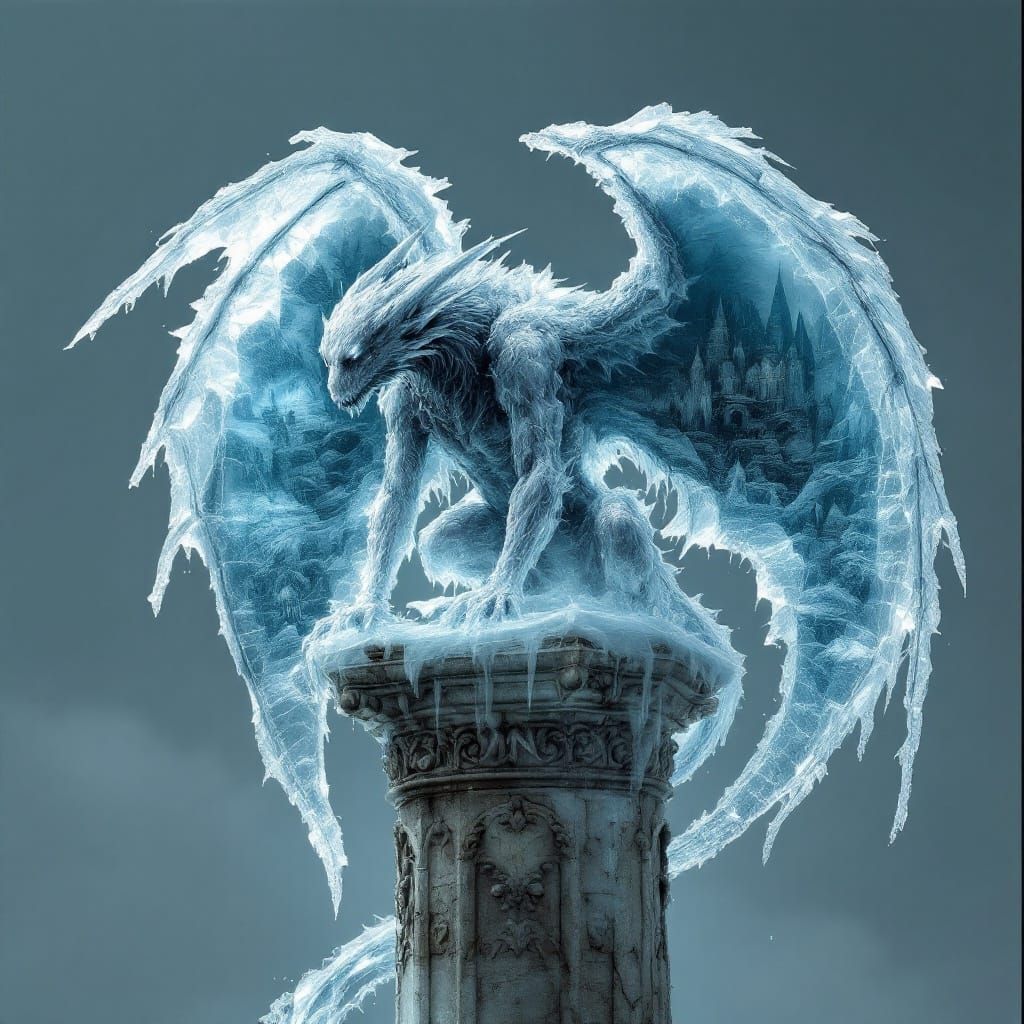 Frozen Gargoyle Reveals Dark Fantasy Realm in Double Exposur...