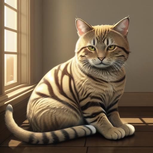 This small old cat is male. He has a short fawn sepia coat. He has a medium-length, average-width face and is quite he...