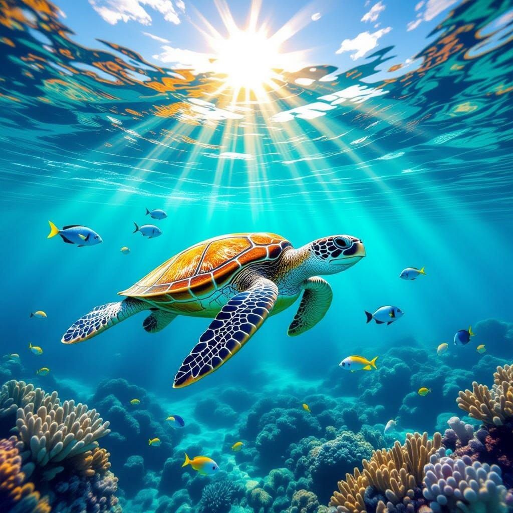 Vibrant Coral Reef Scene in Photorealistic Style