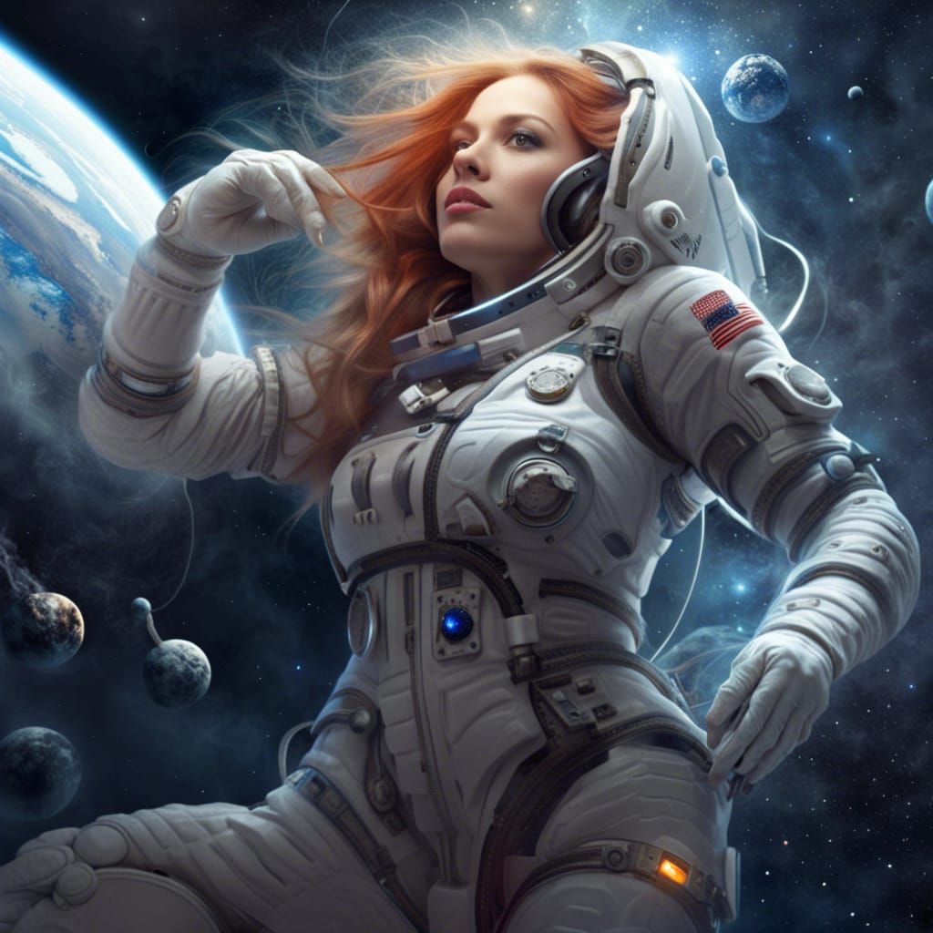 Ethereal Beauty: Woman in Space Art