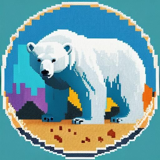 Polar Bear in 2D Pixel Art Style