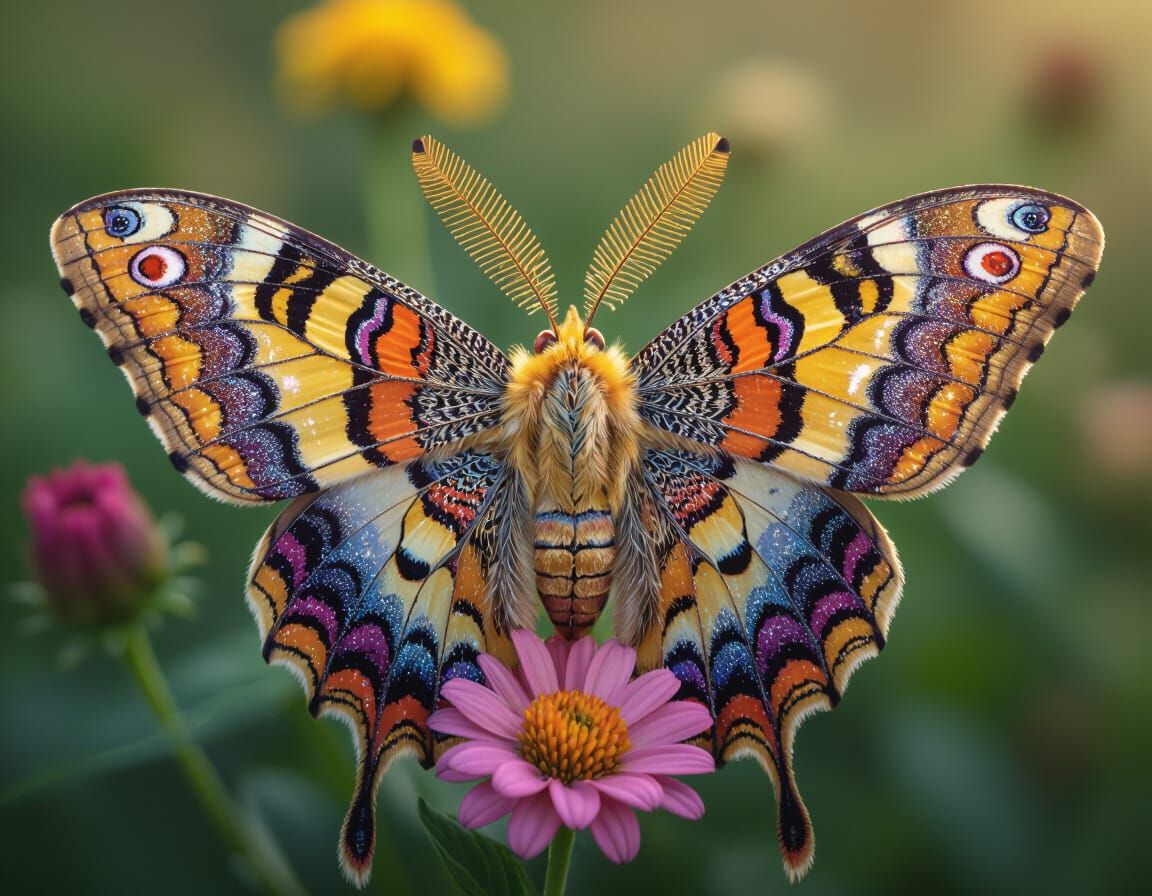 Mythical Moth with Elaborate Wings