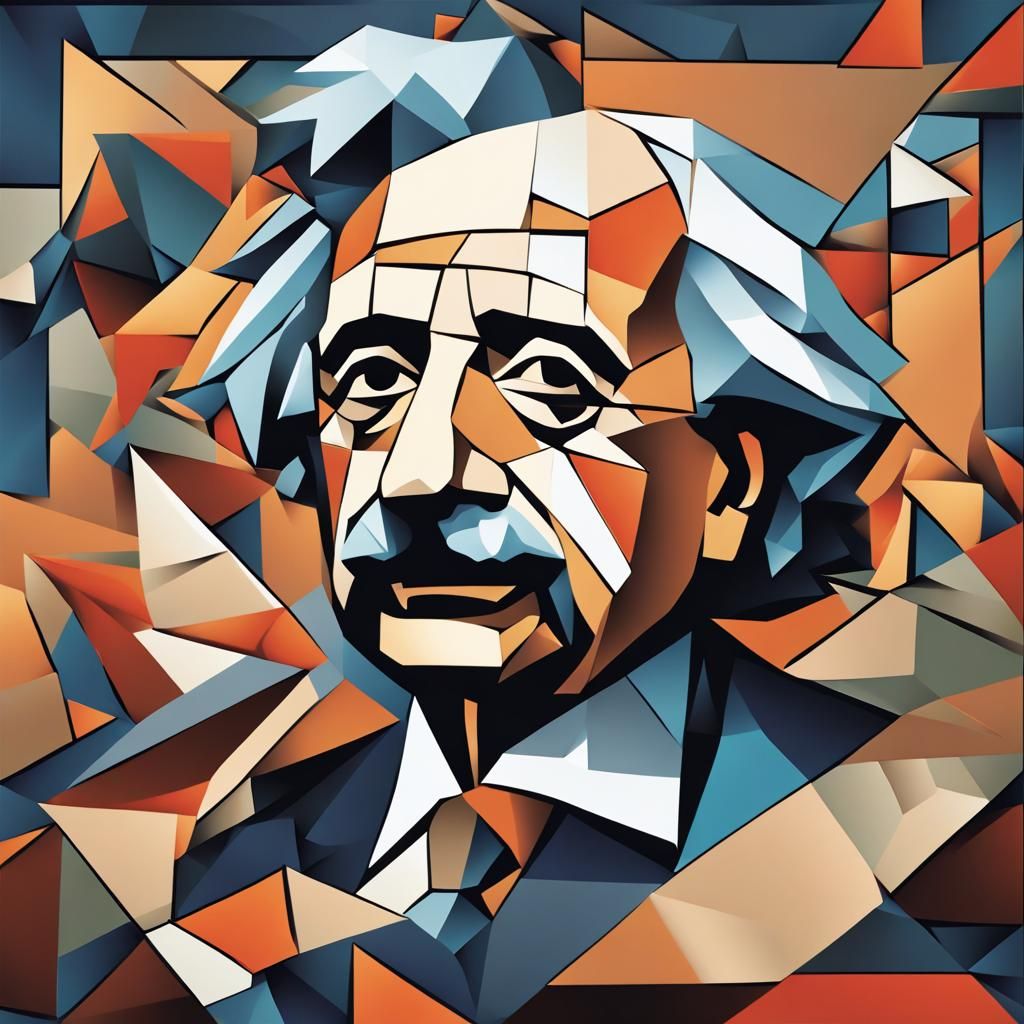 Cubist Clay Sculpture of Albert Einstein