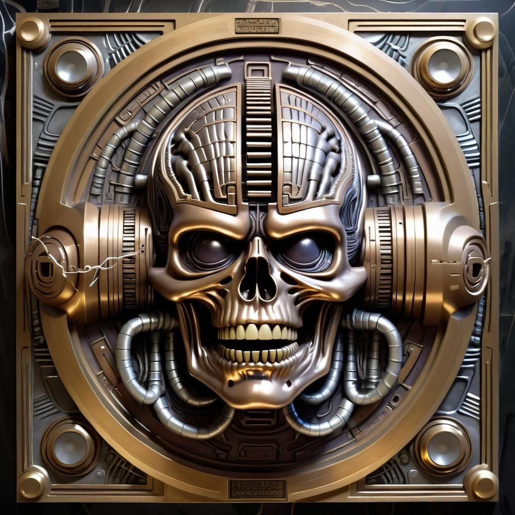M.O.D.O.K. Crashing Through Plaque in Giger Style