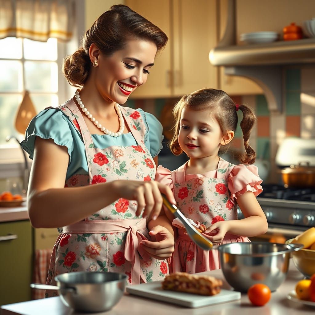 1950s Homemaker Teaches Daughter to Cook with Joy