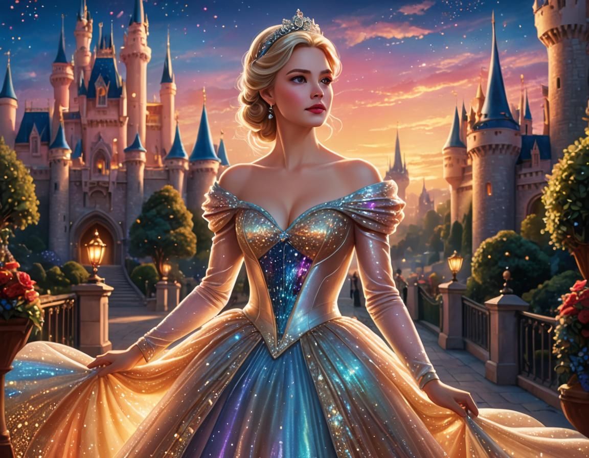 Glowing Cinderella on the Red Carpet: Digital Art