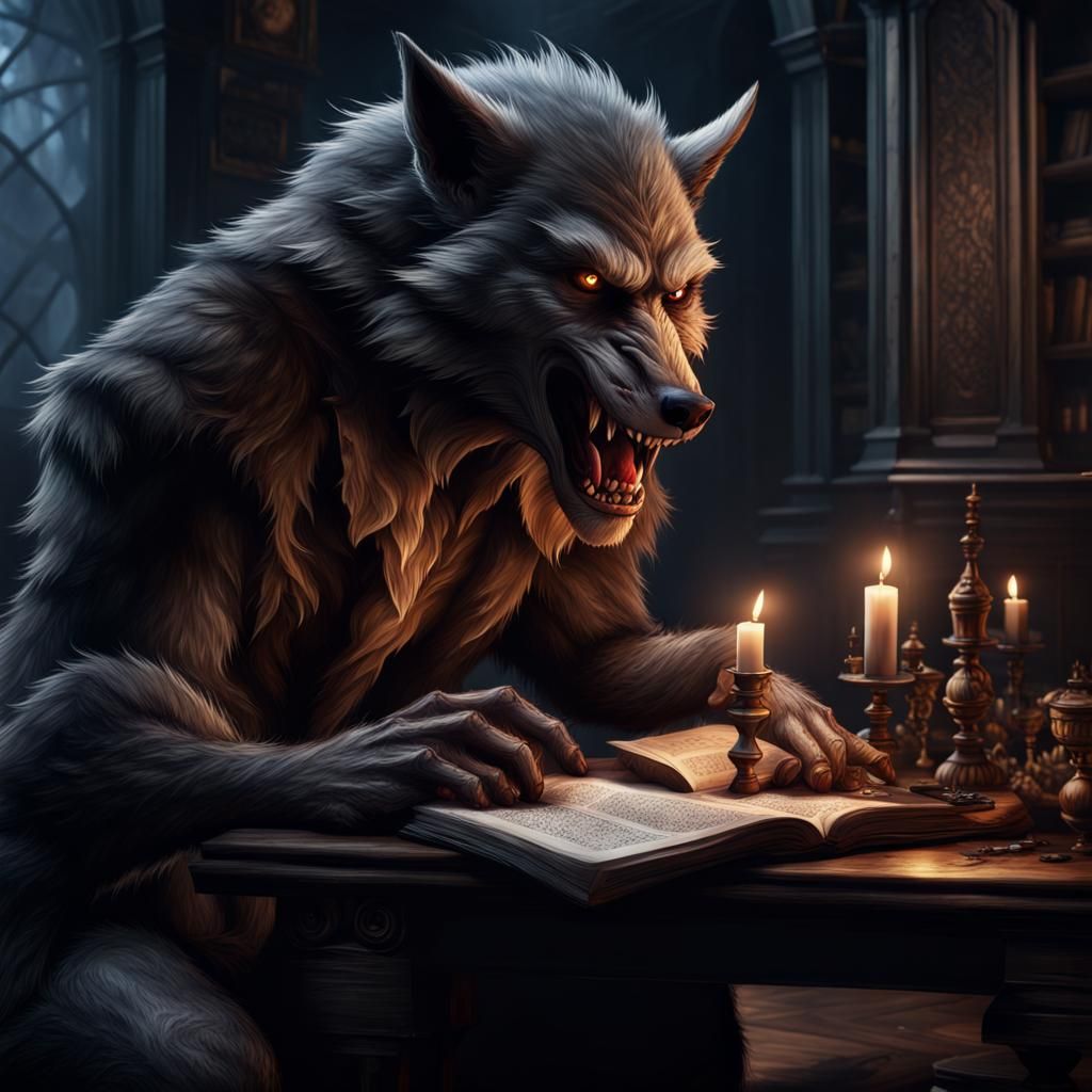 Werewolf's Confession in Storybook Art Style