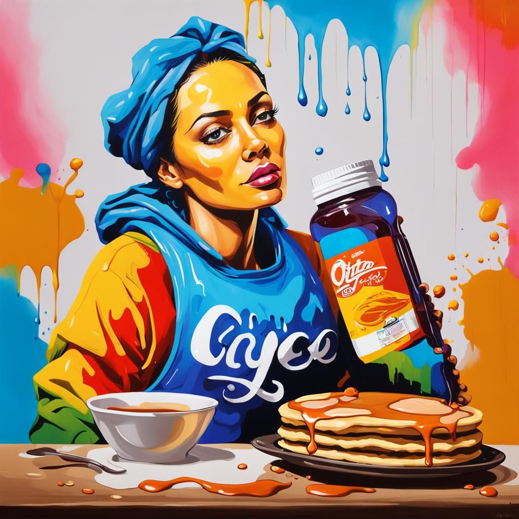 Beautiful colorful pancake woman.