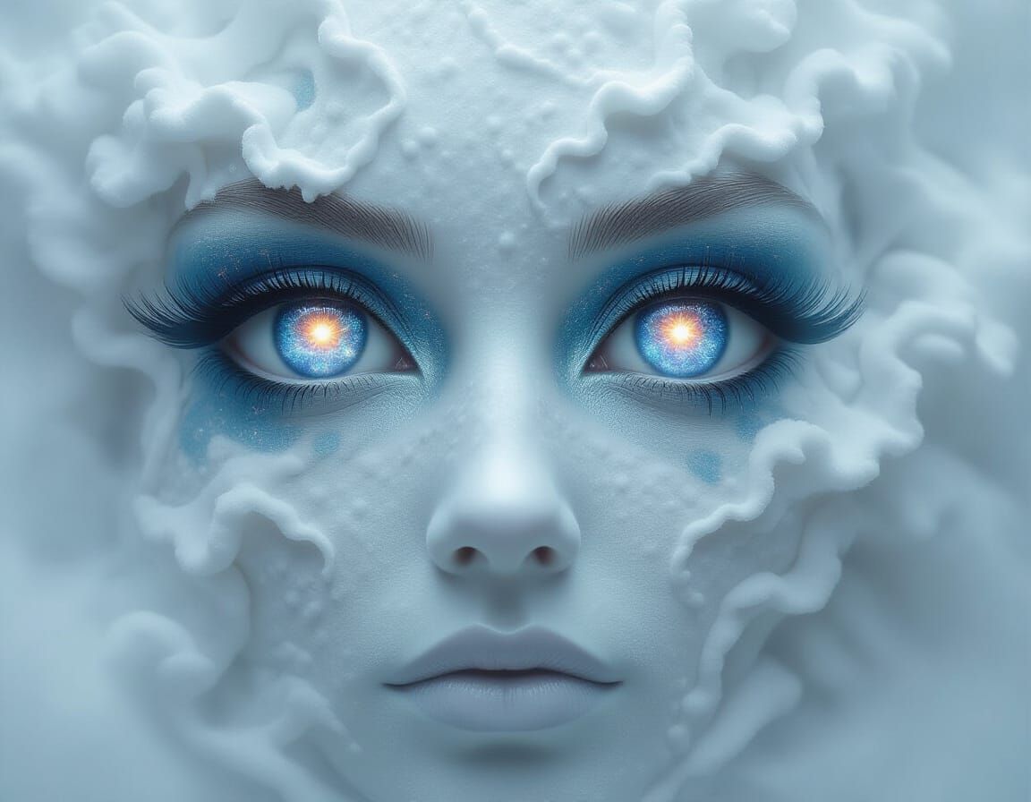 Surreal Cosmic Entity with Galaxy Eyes