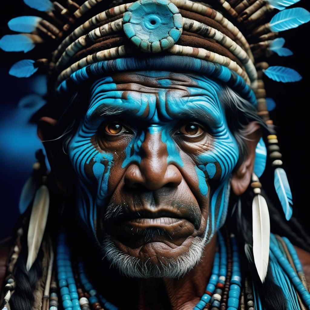 Shaman of the human tribe looking at us