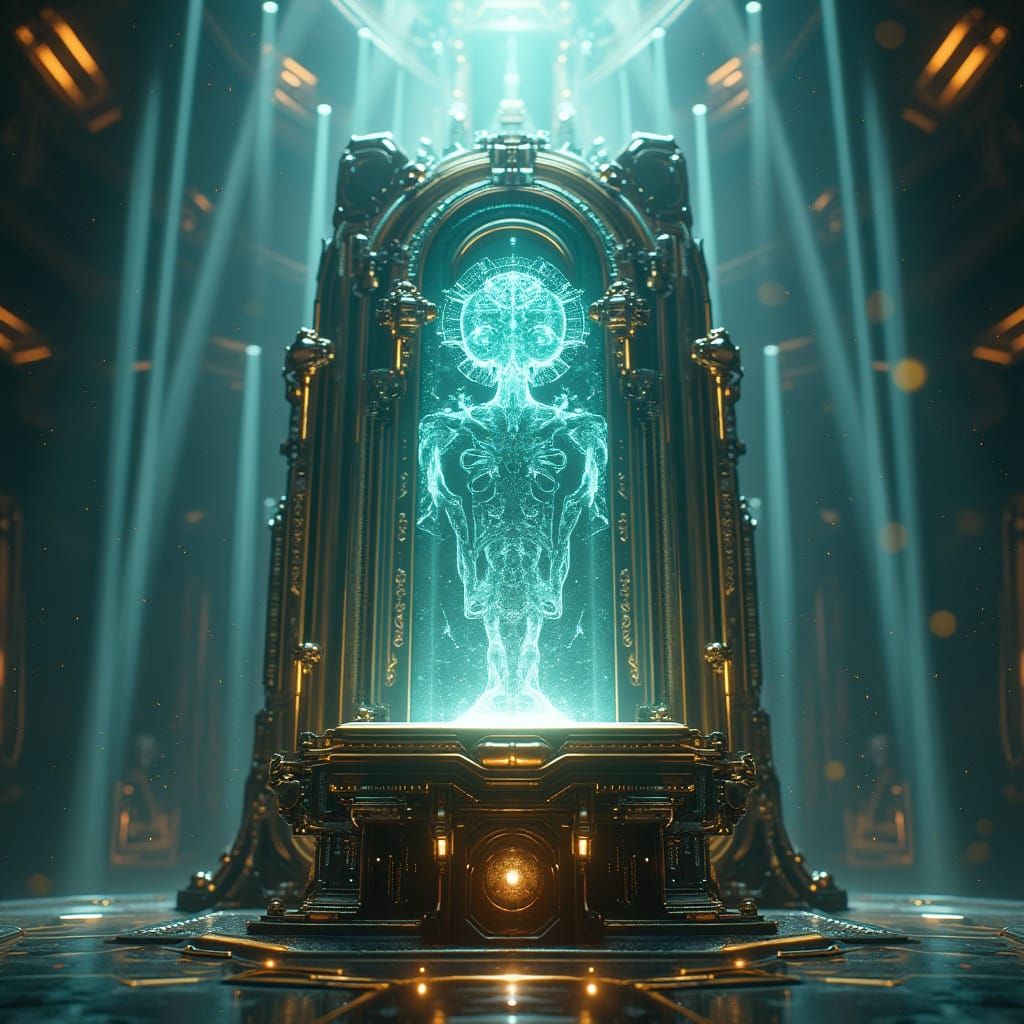 Colossal Art Deco Card Generator in Futuristic Data Core