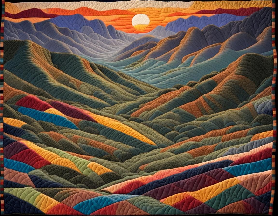Valley of a Thousand Hills Quilt at Sunset