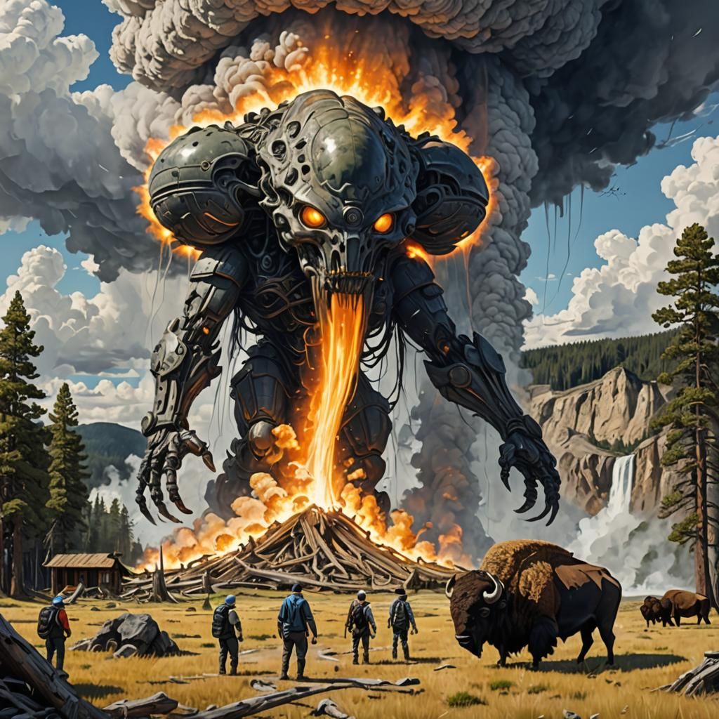 Aliens Build Organic Structures in Yellowstone: Anime Style
